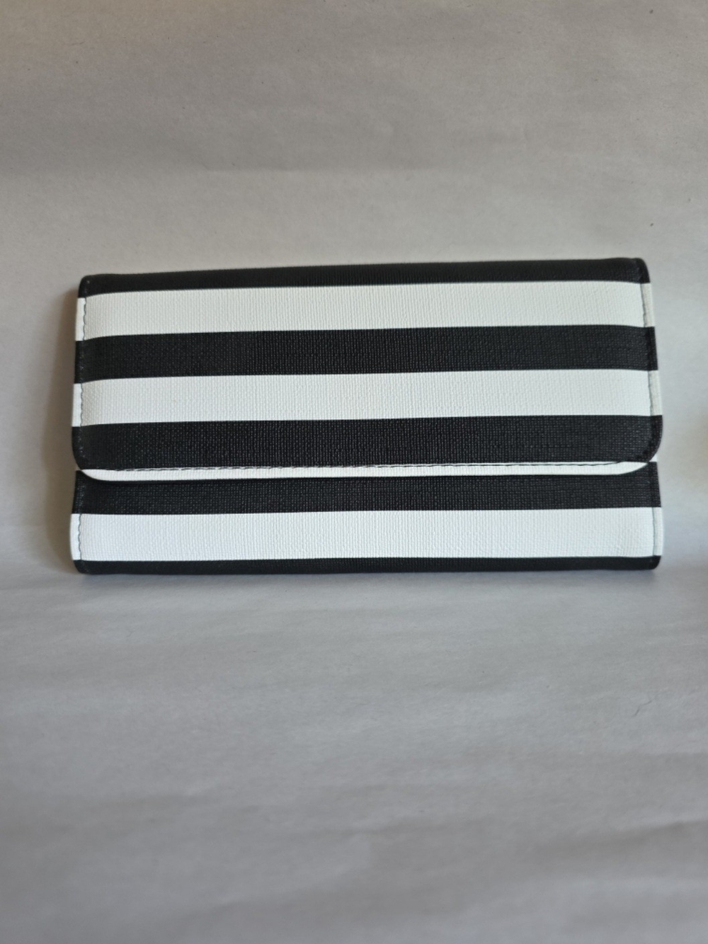 Striped Black and White Foldover Wallet